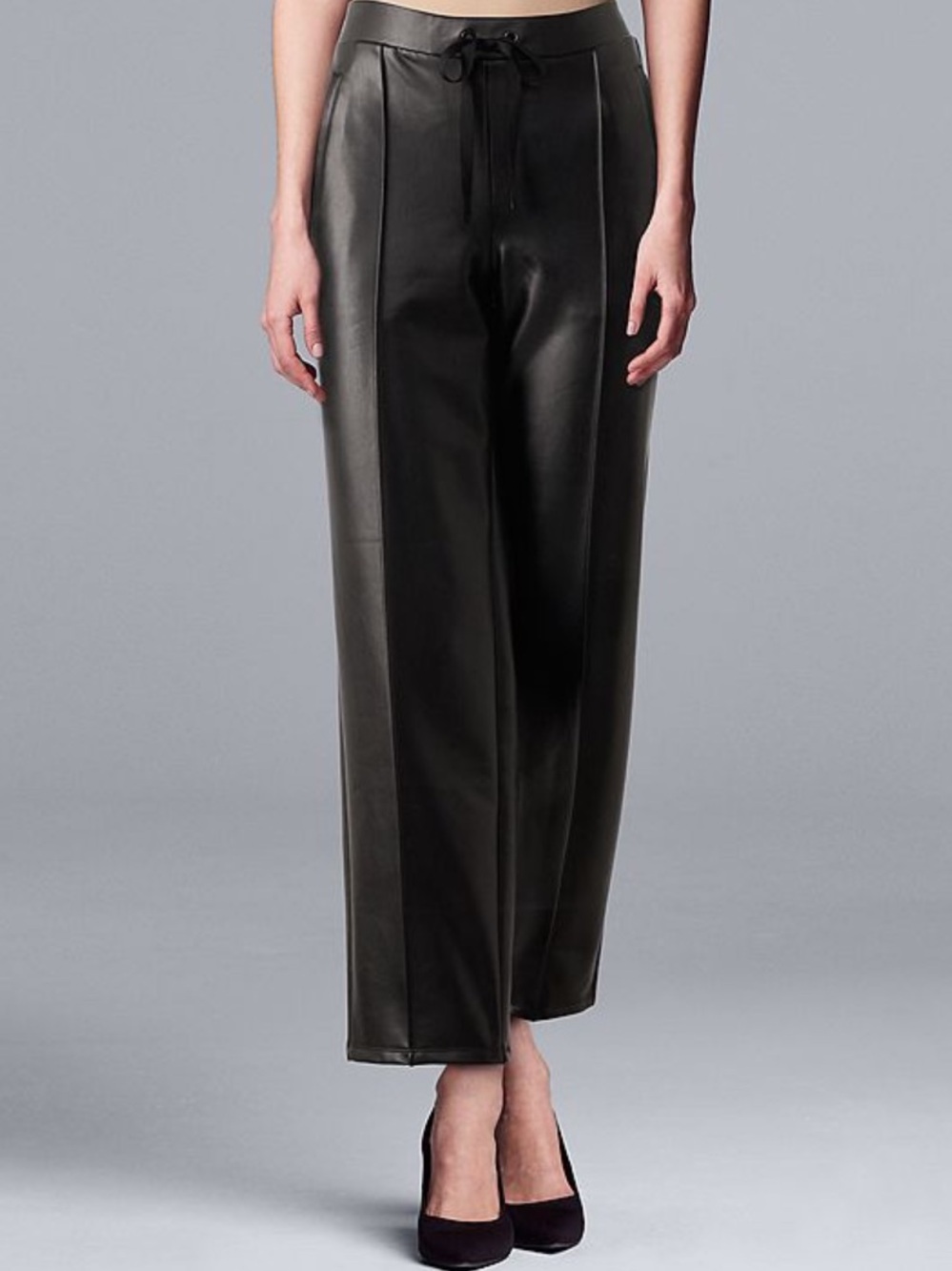 Simply Vera Vera Wang Black Faux Leather Cropped Pants